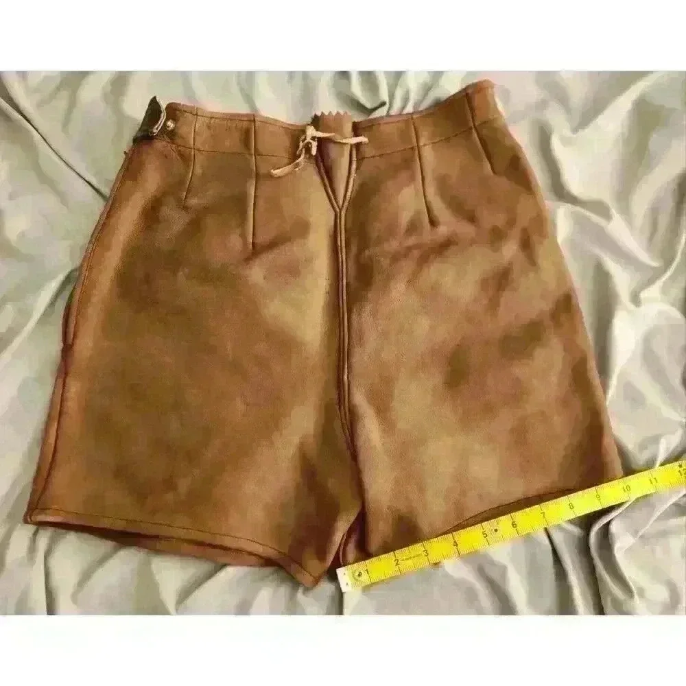Vintage German Leather Womens Shorts 60's Size‎ M SEE PHOTOS Hipster Classy